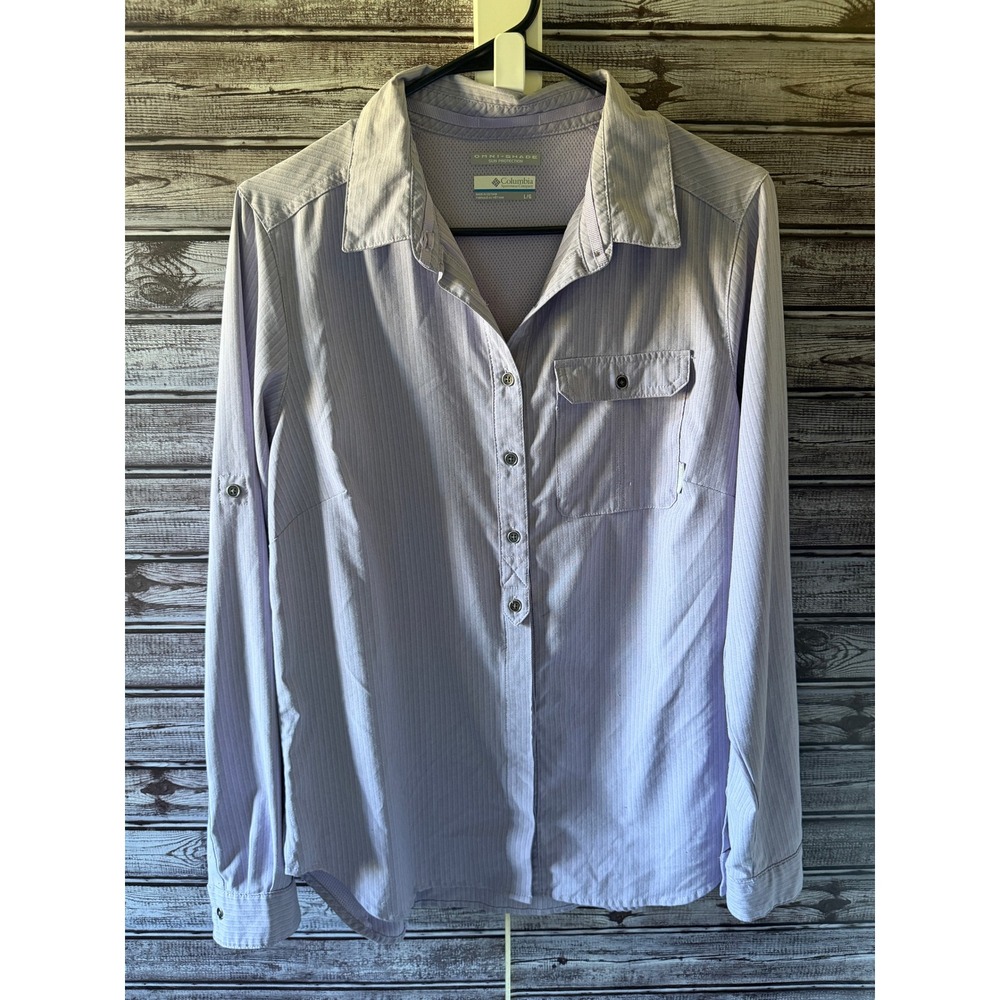 Columbia Women's Omni-Shade Long-Sleeved Button-Down Top Size L Vented Logo
